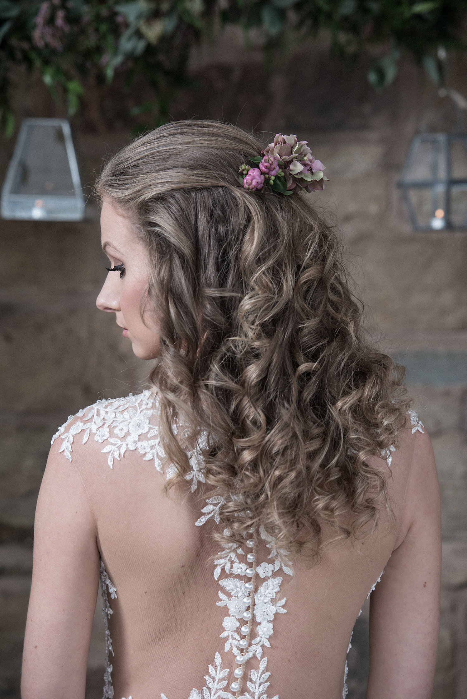 Bridal boho hair with flowers
